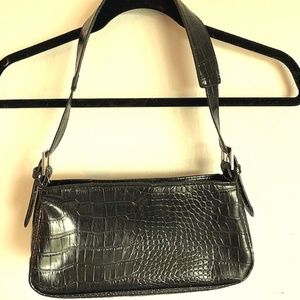 Baguette Black Faux Croc